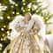 Glitzhome® 18.5"H Faux Fur & PVC Christmas Elegant Angel Tree Topper with Porcelain Face
